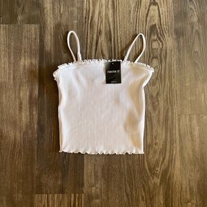 White Knit Crop/Cami Top (Size Medium)